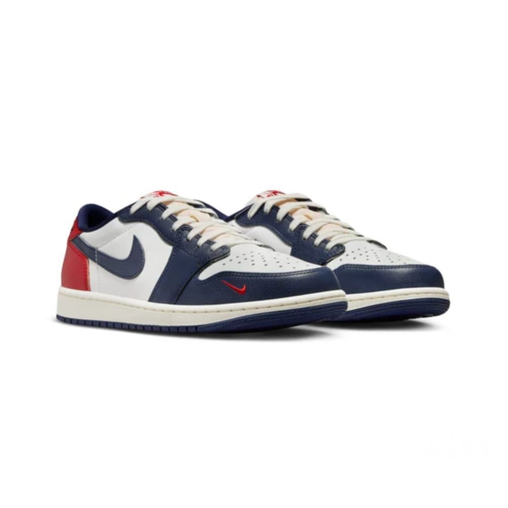 Air Jordan 1 Low Navy/White/Red Leather Sneakers