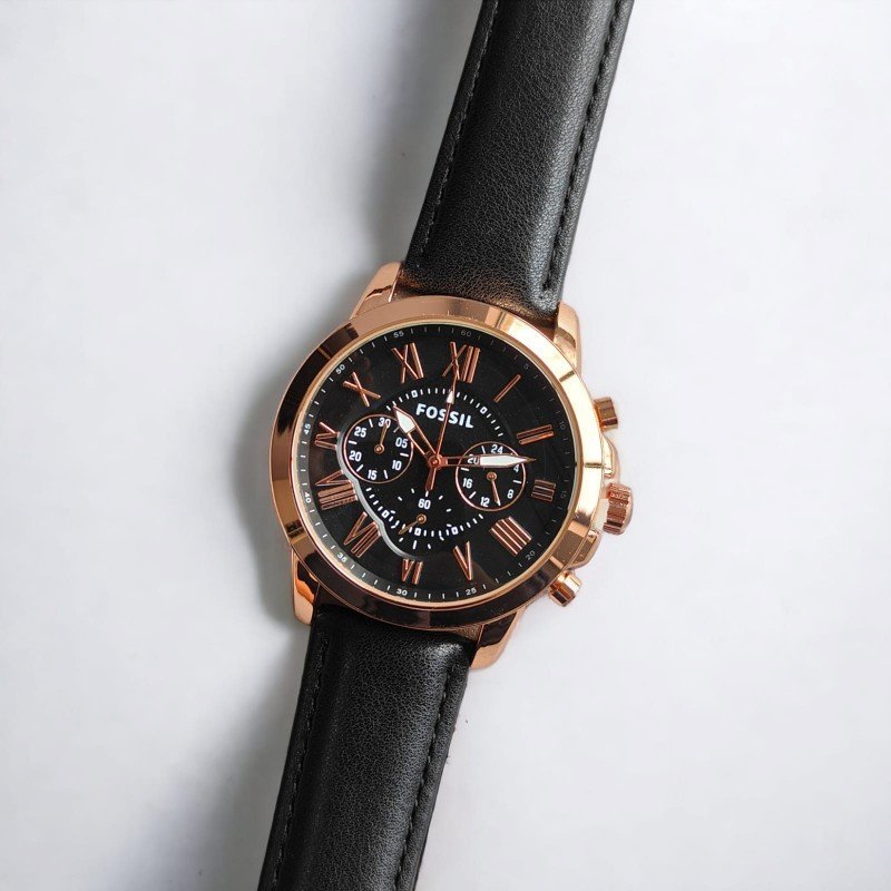 Fossil Grant Leather Belt Black Copper Watch - Image 2