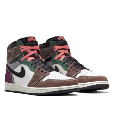 Air Jordan 1 Retro High OG – Mixed Earth Tone / Green / Coral Laces