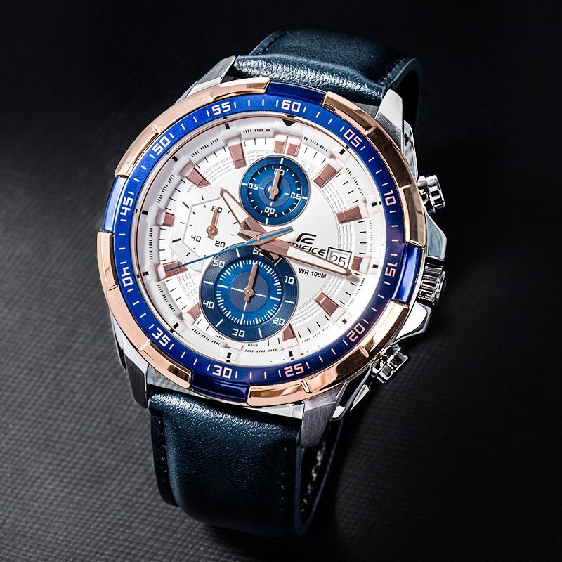 Edifice Blue Leather Watch - Image 6