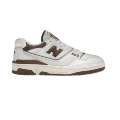 New Balance 550 White/Brown Sneakers - Classic Retro Basketball Shoes