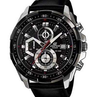 Edifice Black Leather Watch