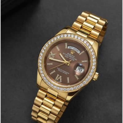 Role_x Oyster Perpetual Day Date Diamond Gold-Brown
