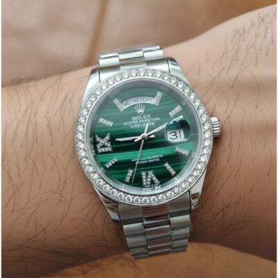 Role_x Oyster Perpetual Day Date Diamond Silver-Green