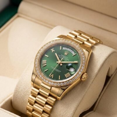 Role_x Oyster Perpetual Day Date 40 Battery Gold-Green