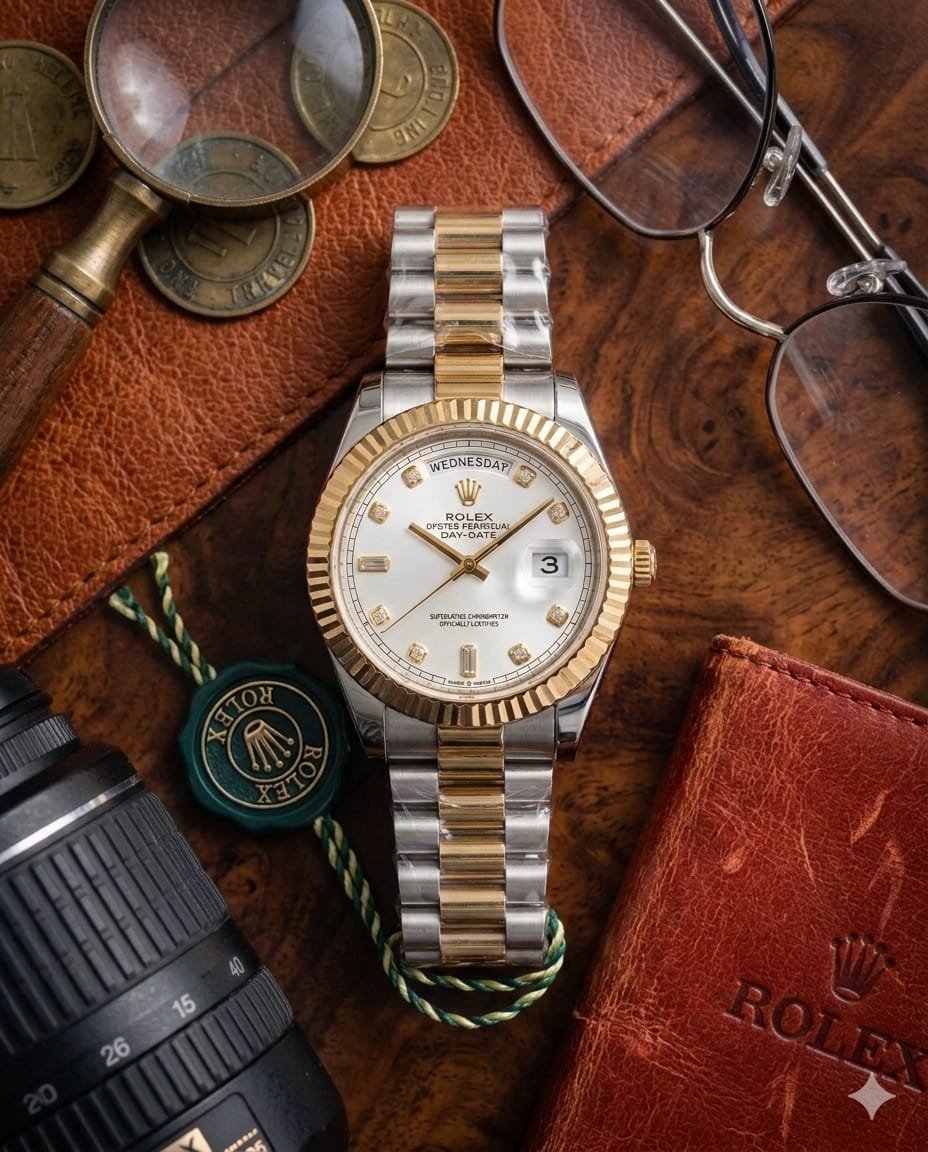 Role_x Oyster Perpetual Day Date Diamond 2Ton-Gold-White - Image 3