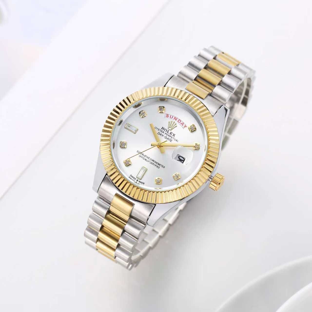 Role_x Oyster Perpetual Day Date Diamond 2Ton-Gold-White - Image 2
