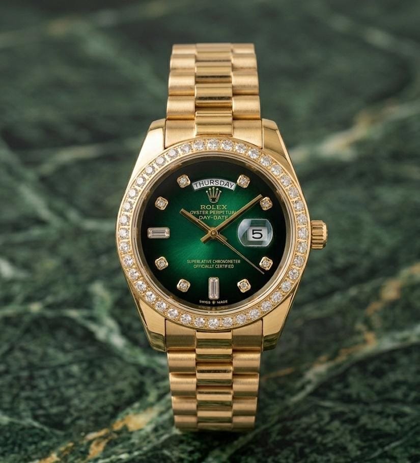 Role_x Oyster Perpetual Day Date Diamond Gold-Green - Image 2