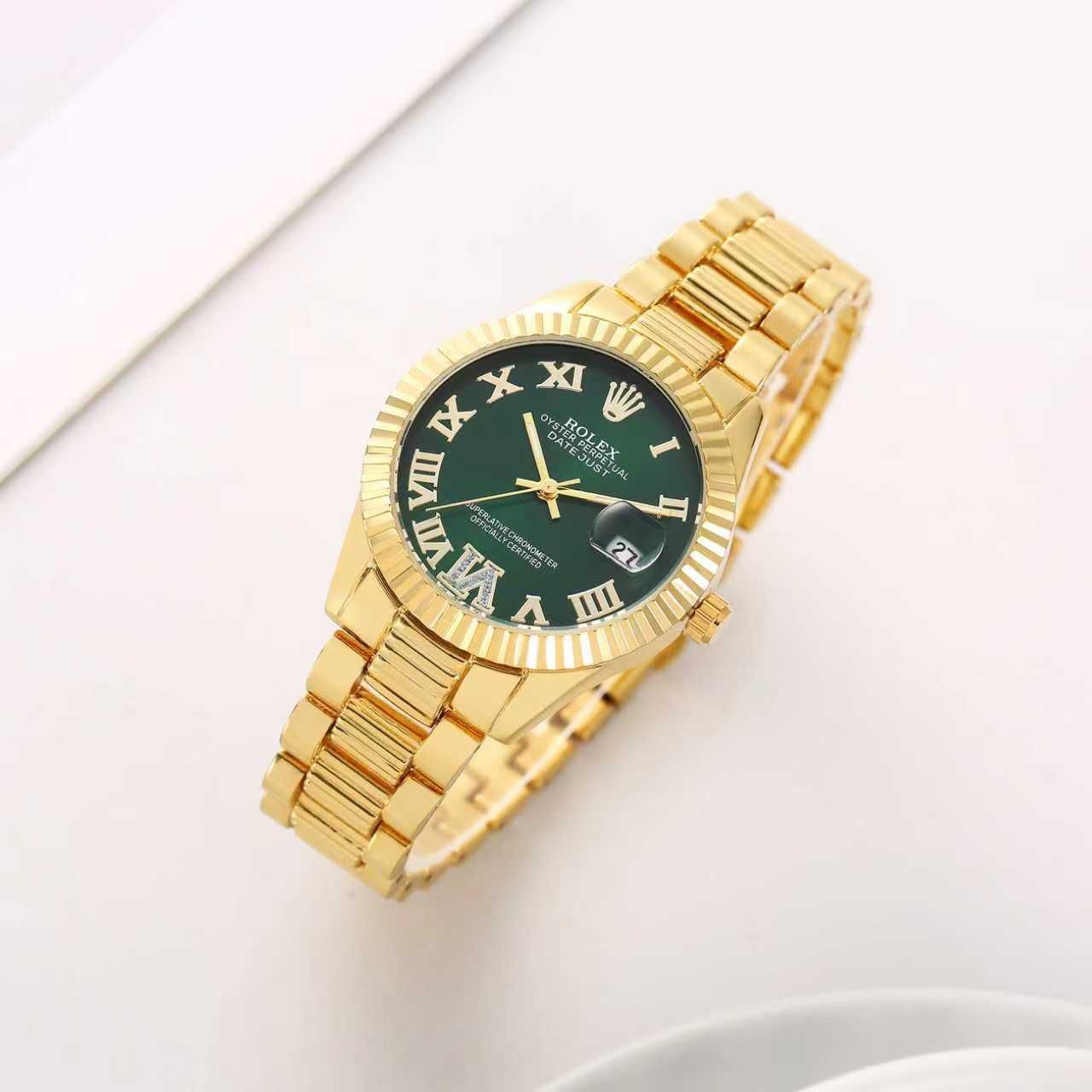 Role_x Oyster Perpetual Date Just Gold-Green