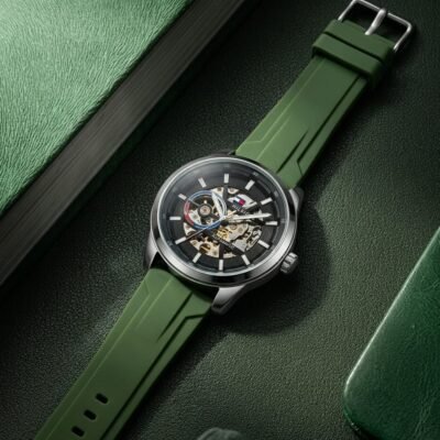 Tommy_hilfiger Automatic Silicon Green-Silver-Black