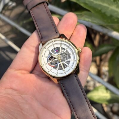 Tommy_hilfiger Automatic Leather DarkBrown-Gold-White