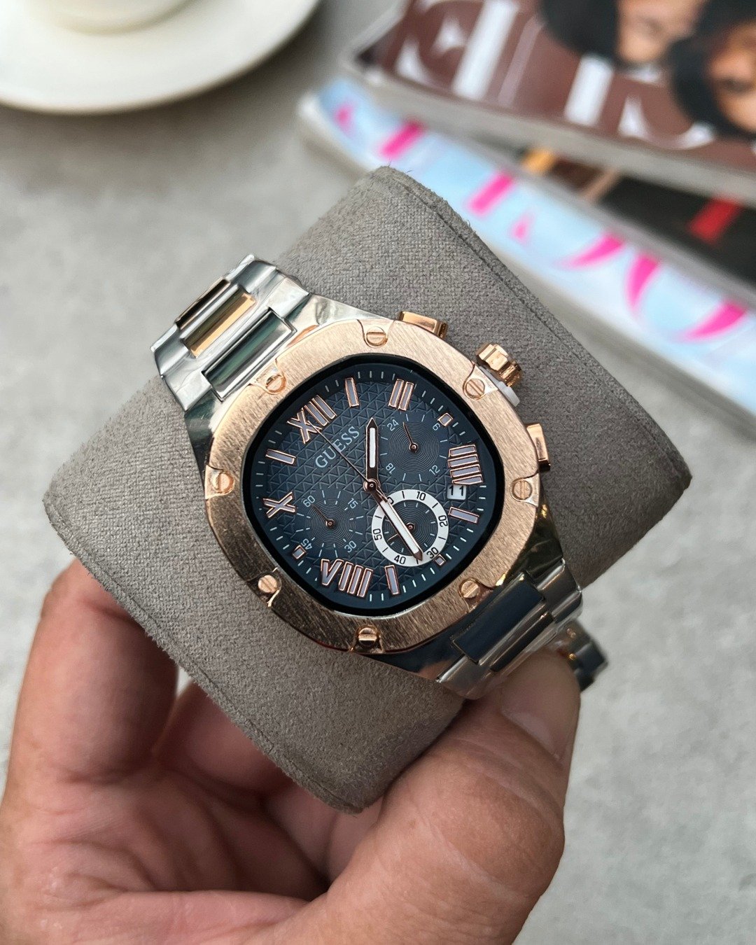 Guess Square Chronograph 2Ton-Copper-Blue - Image 3