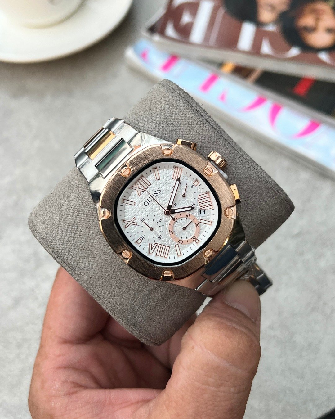 Guess Square Chronograph 2Ton-Copper-White - Image 3