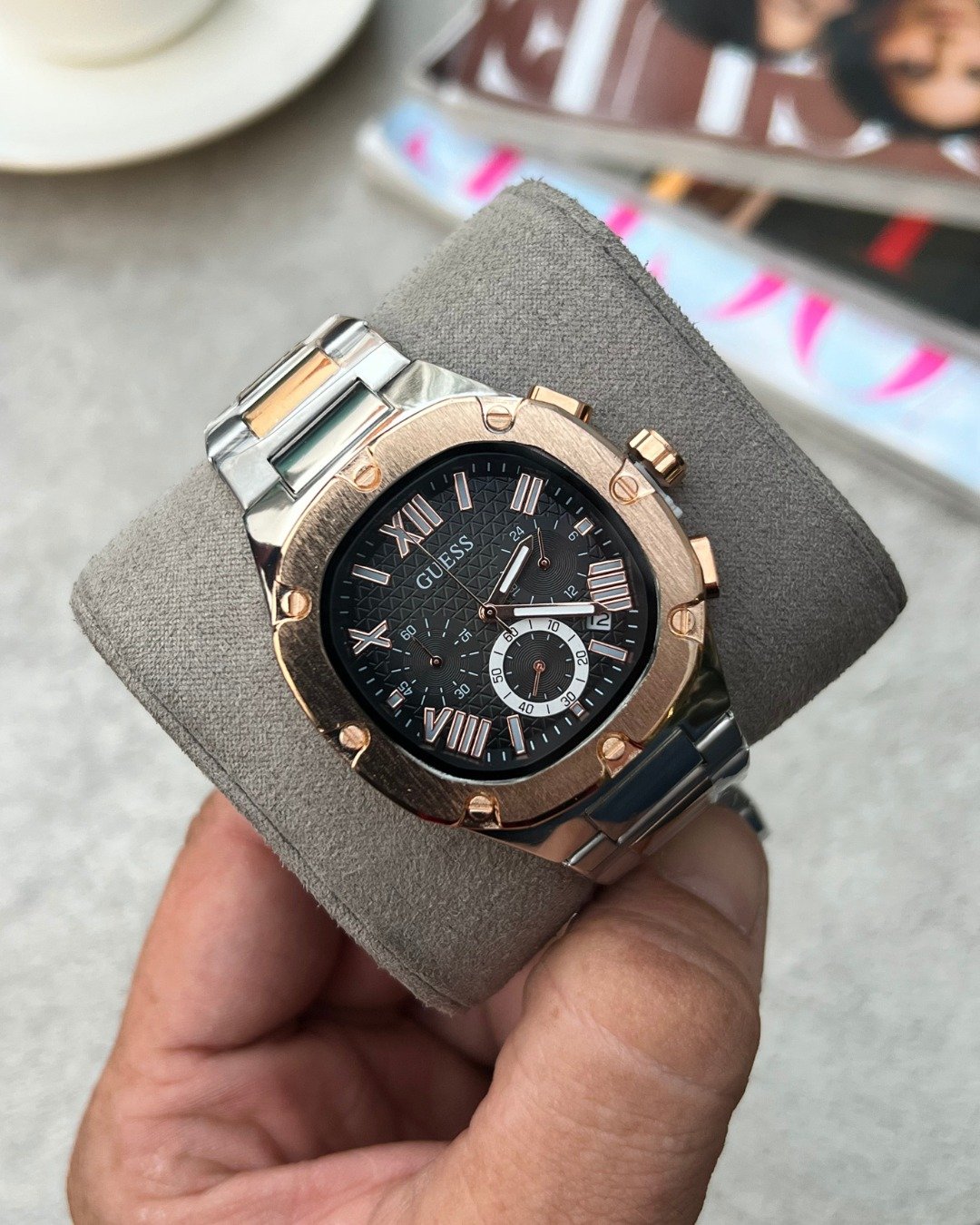 Guess Square Chronograph 2Ton-Copper-Black - Image 3