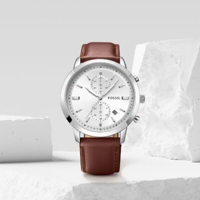Fossi_l Townsman Chronograph DarcBrown-Silver-White