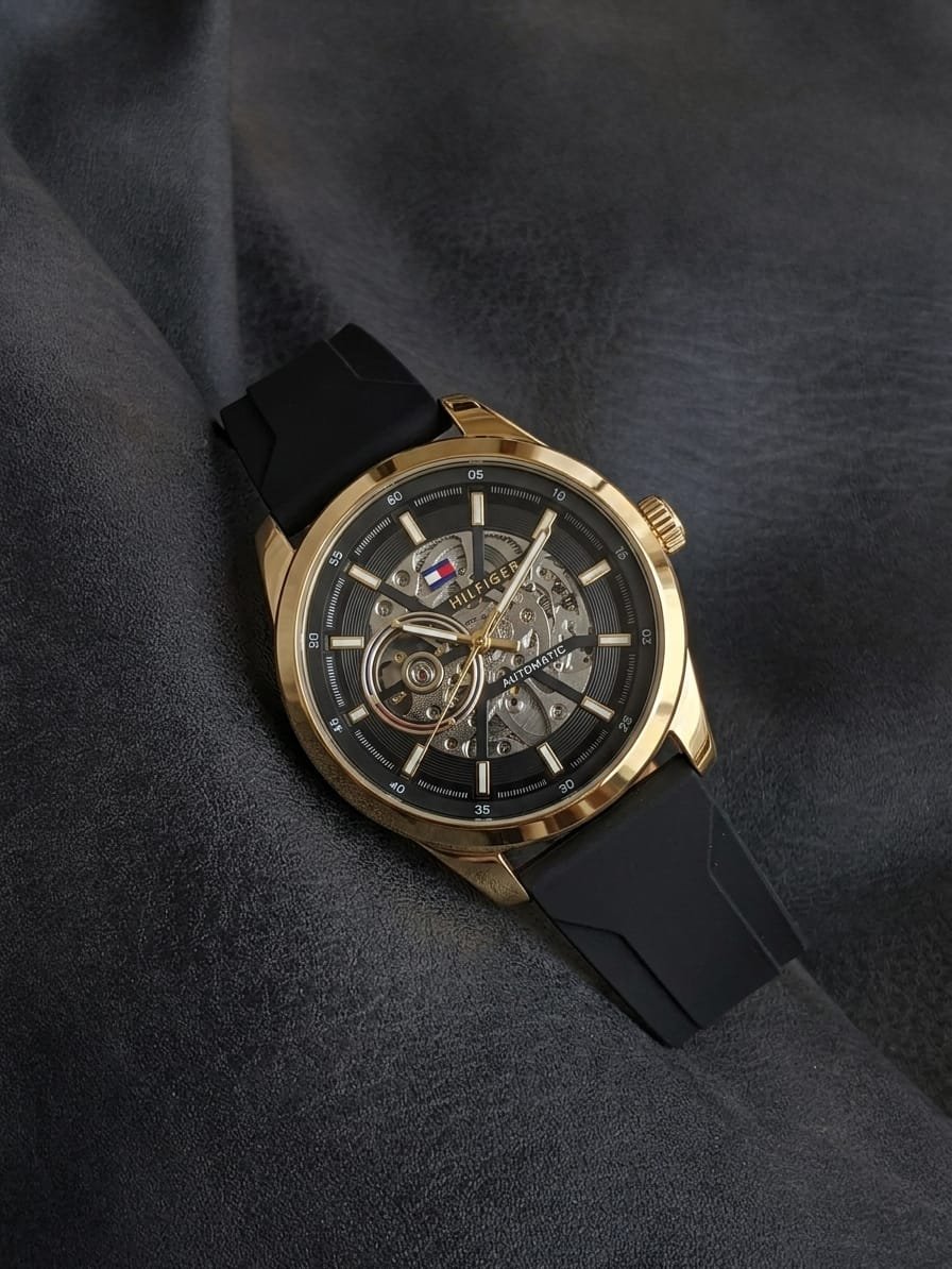 Tommy_hilfiger Automatic Silicon Black-Gold