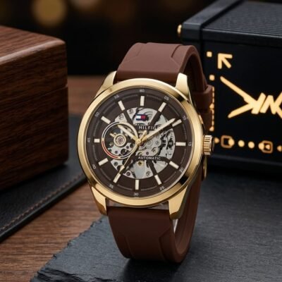 Tommy_hilfiger Automatic Silicon Brown-Gold-Brown