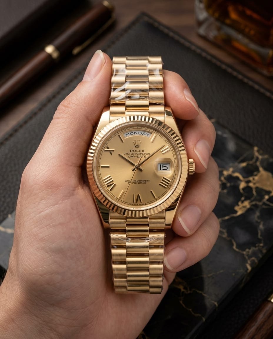Role_x oyster Perpetual Day Date 40 Battery Gold-Gold - Image 3