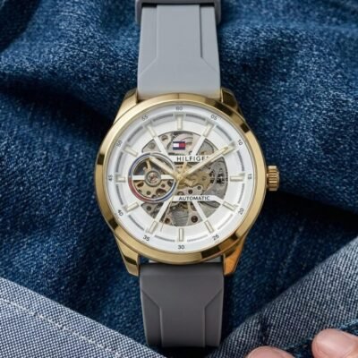 Tommy_hilfiger Automatic Silicon Grey-Gold-White