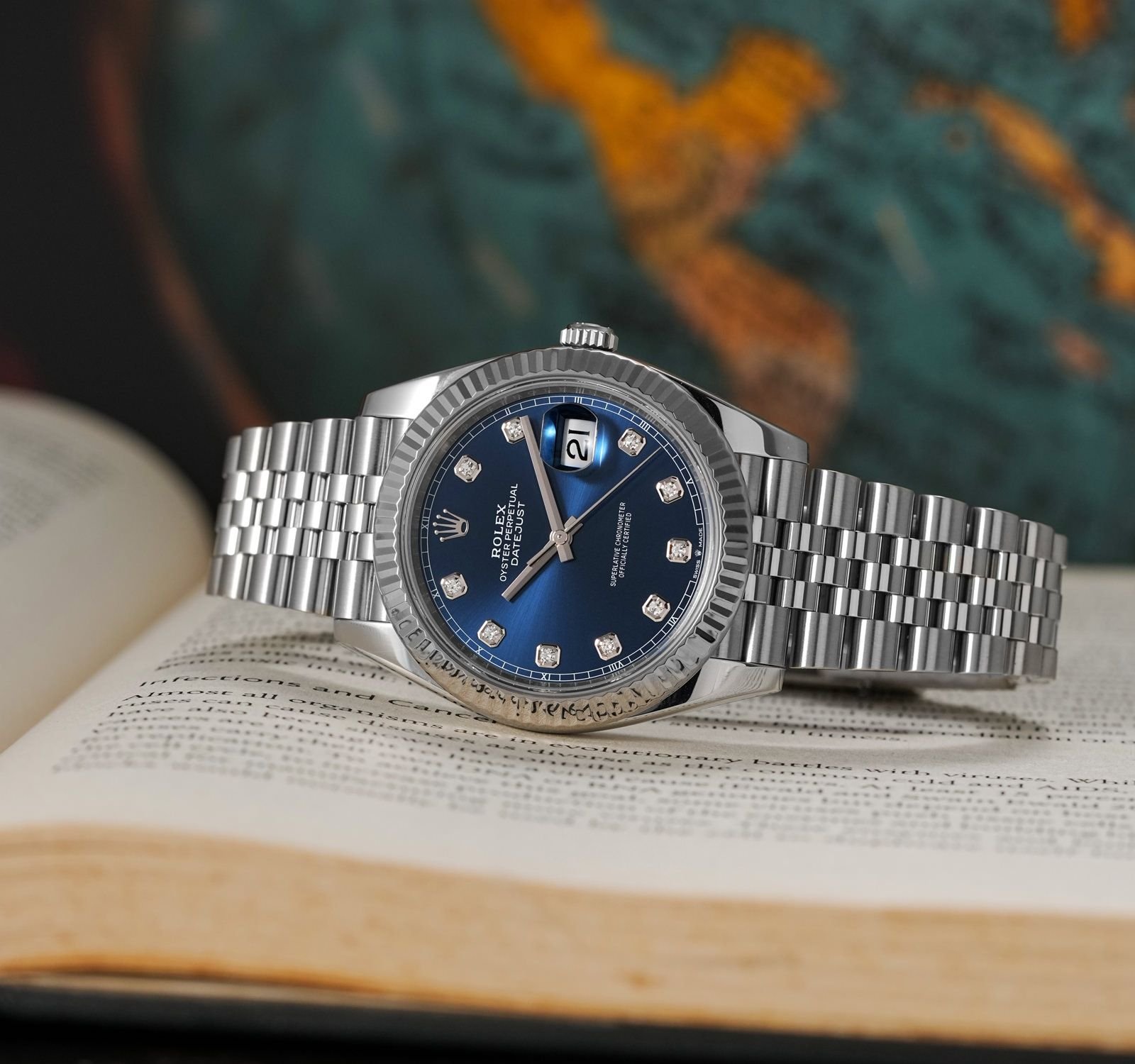 Role_x Oyster Perpetual Date Just Diamond Silver-Blue-Diamond - Image 6