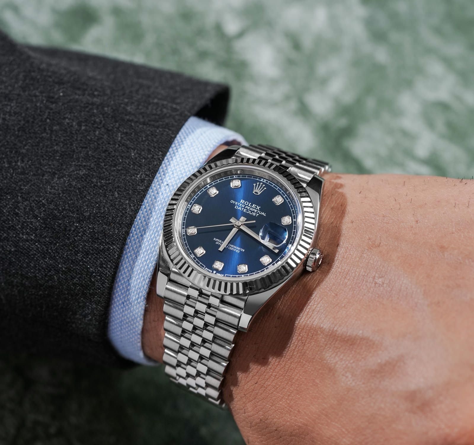 Role_x Oyster Perpetual Date Just Diamond Silver-Blue-Diamond - Image 4