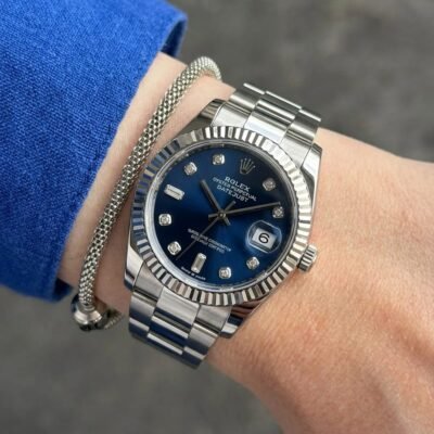 Role_x Oyester Perpetual Date Just Ladies Silver-Blue