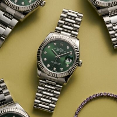 Role_x Oyester Perpetual Date Just Ladies Silver-Green