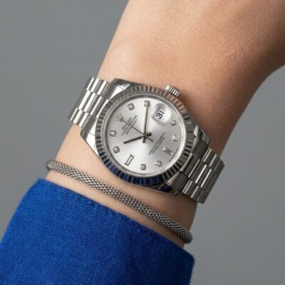 Role_x Oyester Perpetual Date Just Ladies Silver-White