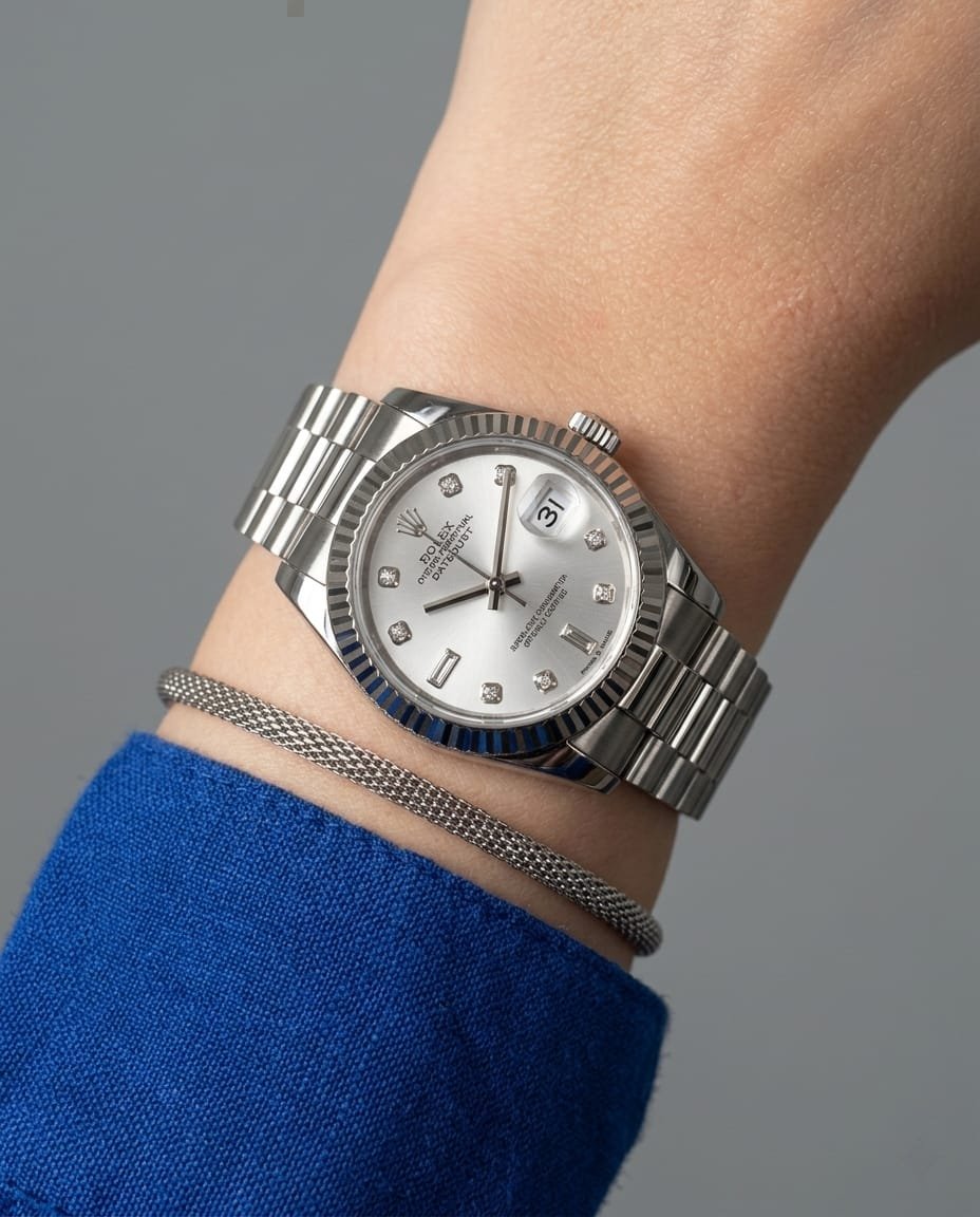Role_x Oyester Perpetual Date Just Ladies Silver-White