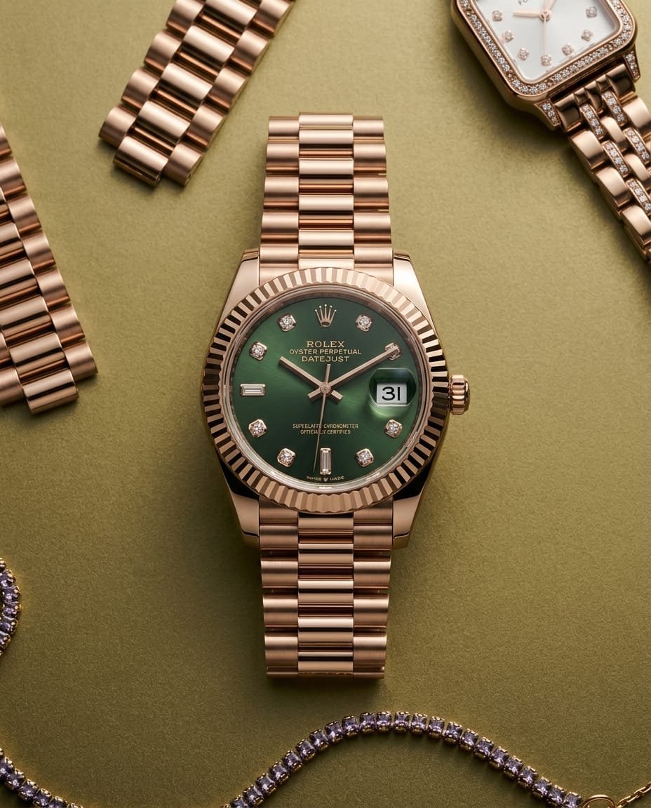 Role_x Oyester Perpetual Date Just Ladies Copper-Green