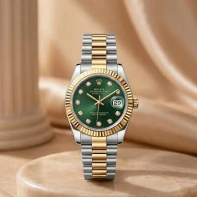 Role_x Oyester Perpetual Date Just Ladies 2Ton-Gold-Green