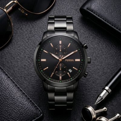 Fossi_l Minimalist Chronograph Black-Copper