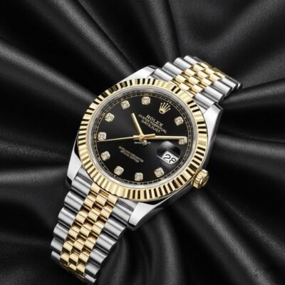 Role_x Oyster Perpetual Date Just Diamond 2Ton-Gold-Black