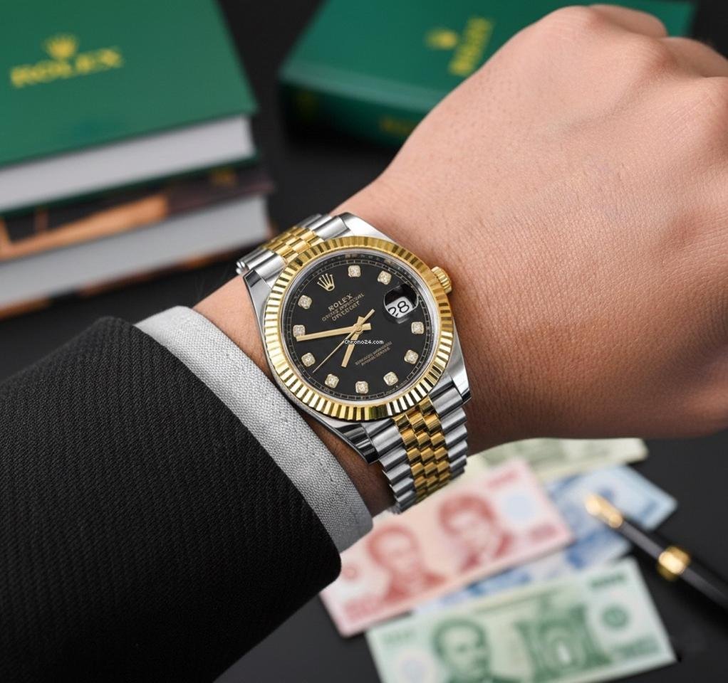 Role_x Oyster Perpetual Date Just Diamond 2Ton-Gold-Black - Image 2