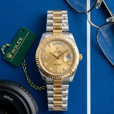 Role_x Oyster Perpetual Day Date Diamond 2Ton-Gold-Gold 40 Battery