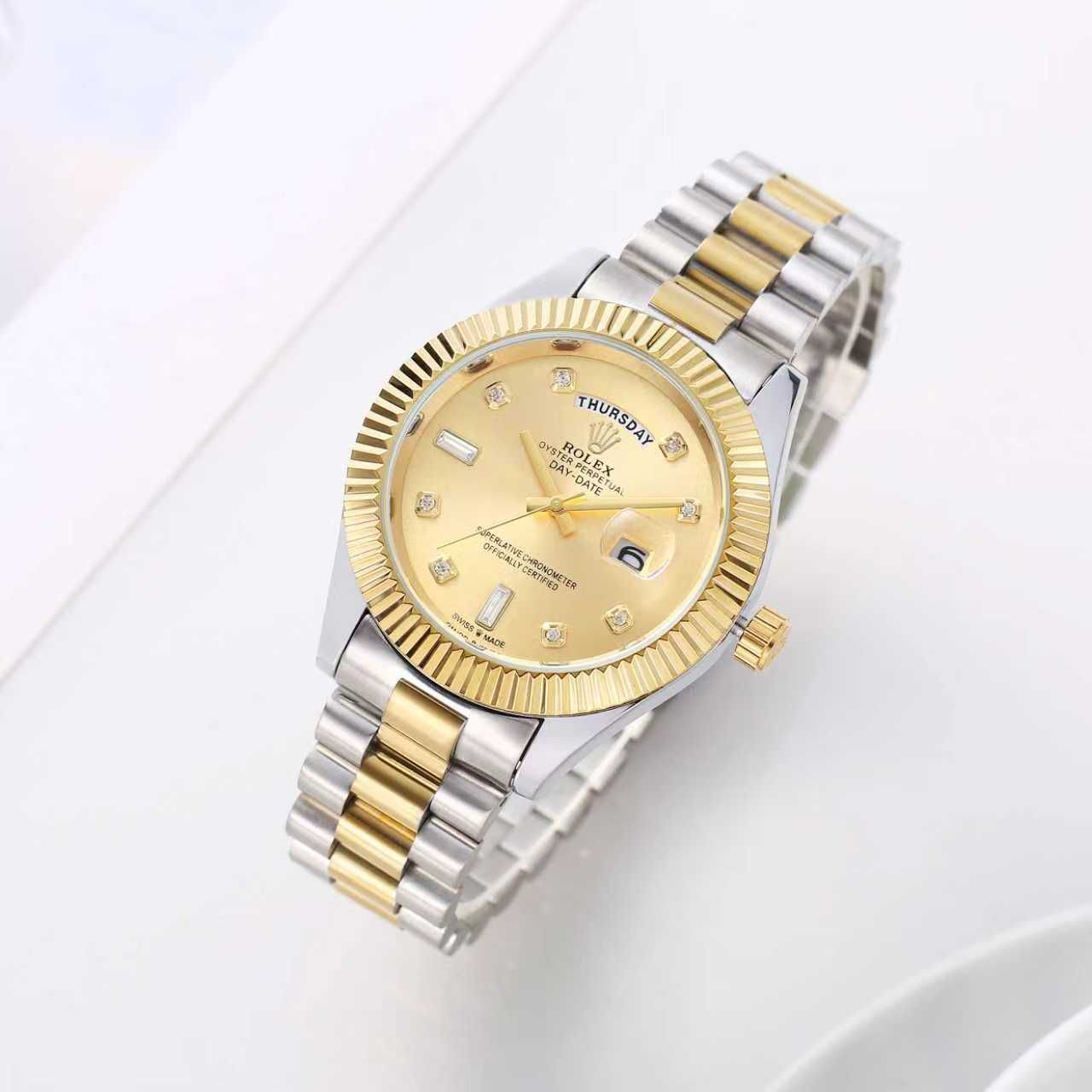 Role_x Oyster Perpetual Day Date Diamond 2Ton-Gold-Gold 40 Battery - Image 2