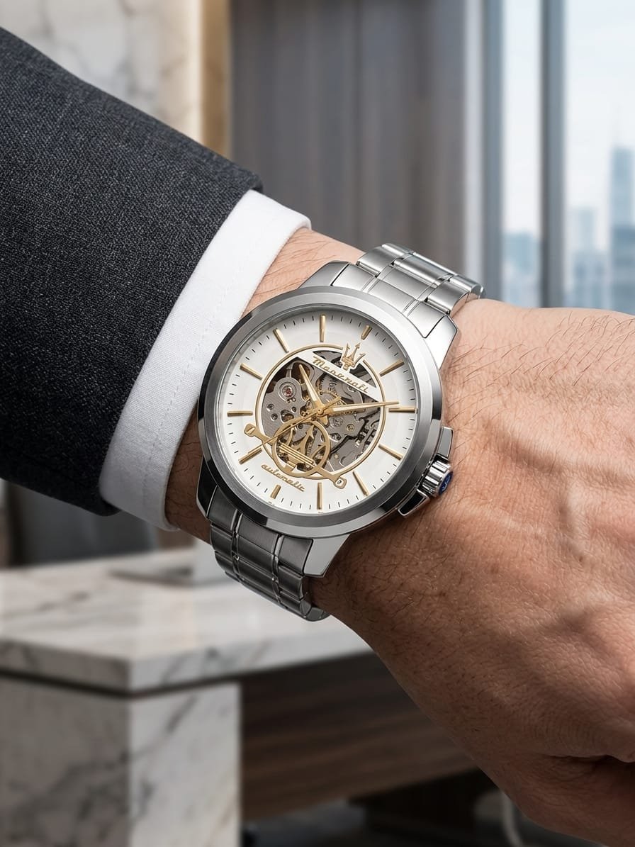 Maserat_i Successo Skeleton automatic Silver-White-gold