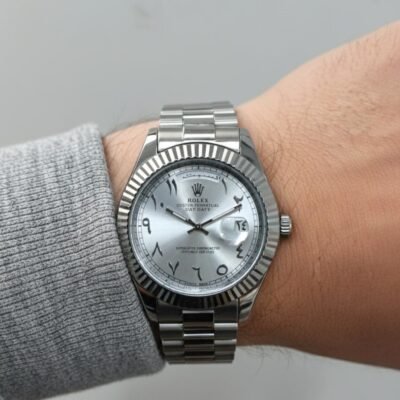 Rolee_x Oyster Perpetual Day Date Arabi Silver-Whitec