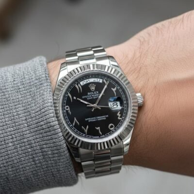 Rolee_x Oyster Perpetual Day Date Arabic Silver-Black