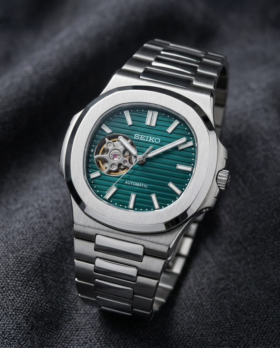 Seik_o Mod Nautilus Phantom Open Heart Automatic Silver-Green