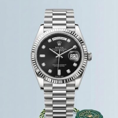 Role_x Oyster Perpetual Day Date Diamond Silver-Black 40 Battery