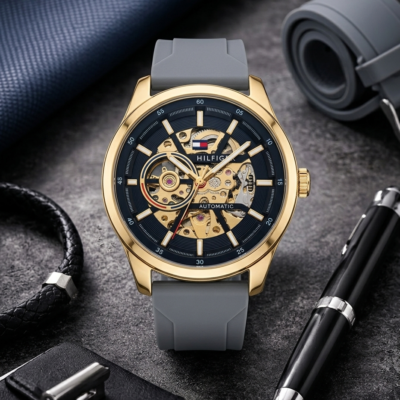 Tommmy Hilfige_r Automatic Silicon Grey-Gold-Black