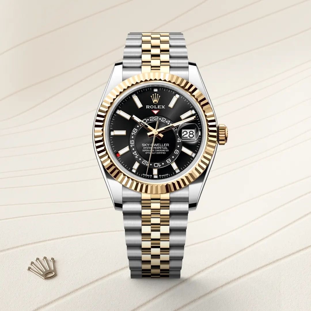 Rolee_x Oyster Perpetual Sky Dweller 2Ton-Gold-Black