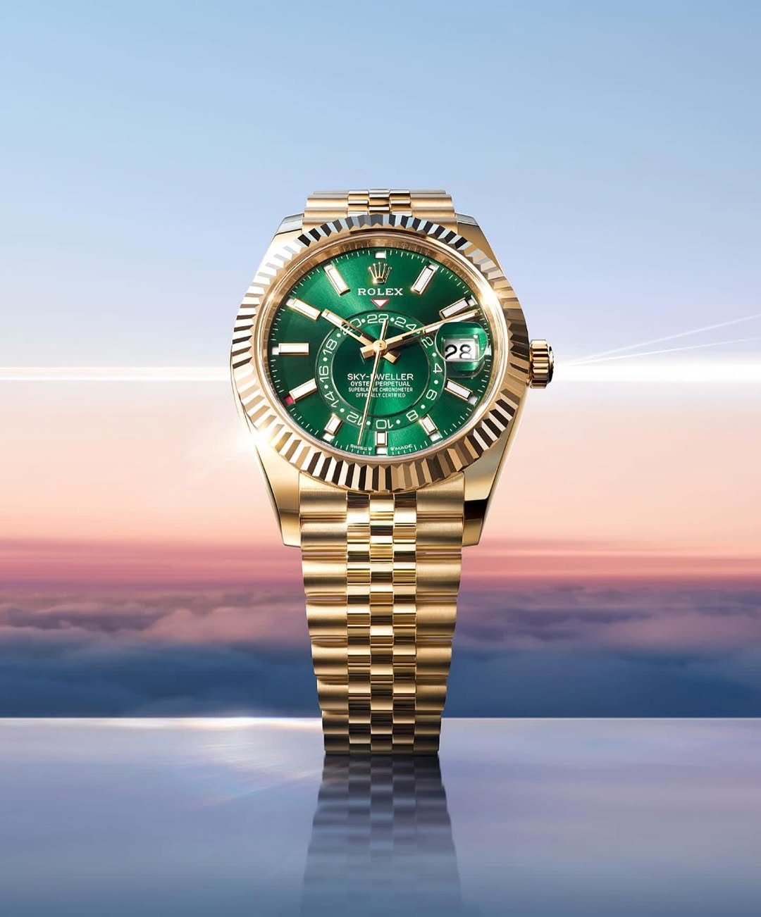 Rolee_x Oyster Perpetual Sky Dweller Gold-Green