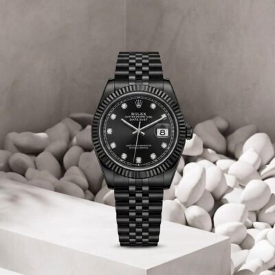 Rolee_x Oyster Perpetual Date Just Full Black Diamond