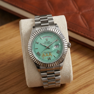 Rolee_x Oyster Perpetual Day Date Diamond 40 Battery Silver-Tiffny