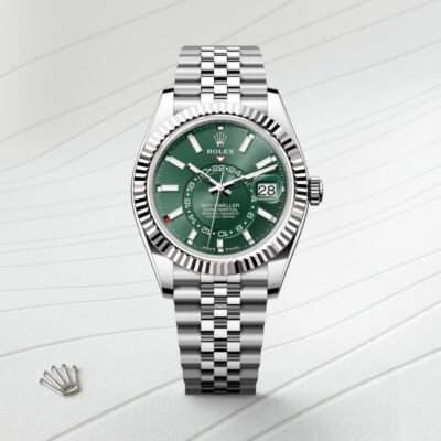Rolee_x Oyster Perpetual Sky Dweller Silver-Green