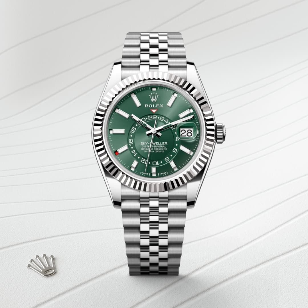 Rolee_x Oyster Perpetual Sky Dweller Silver-Green