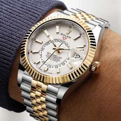 Rolee_x Oyster Perpetual Sky Dweller 2Ton-Gold-White