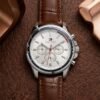 Tommy Hilfige_r Oxford Chronograph leather belt Brown-Silver-White